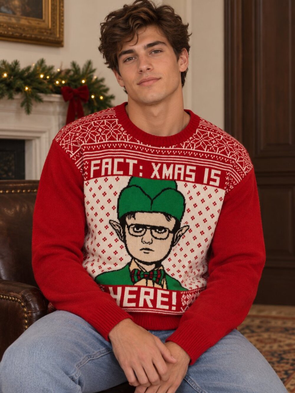 The Office Dwight Schrute Fact Christmas Is Here Ugly Sweater Holiday Size 2X